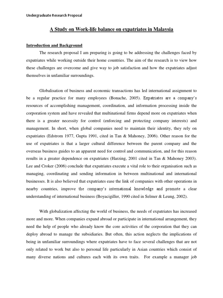 A Sample Research Proposal For Undergraduate Students  PDF