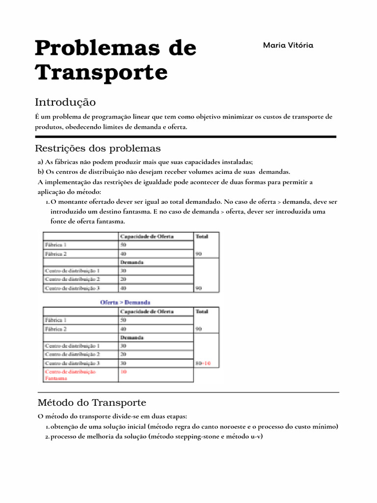 Problemas de Transporte | PDF | Equações | Demanda