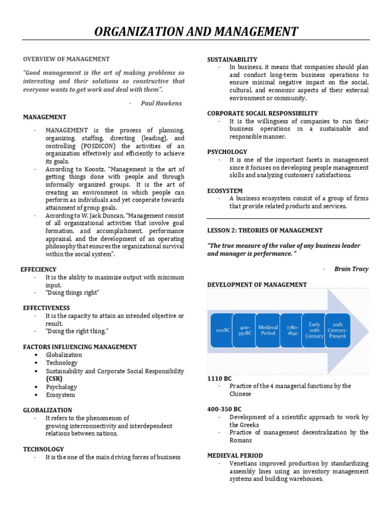 Management Principles and Theories Overview | PDF | System | Business