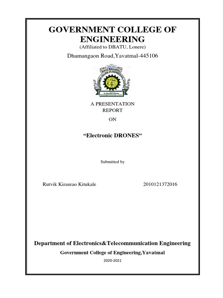 Drone Report | Download Free PDF | Quadcopter | Unmanned Aerial Vehicle