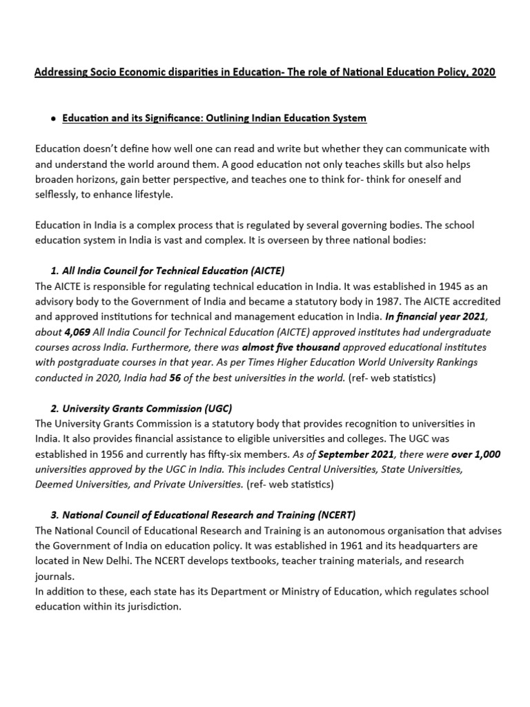 NCERT's Role in India's Education Policy | PDF | Economic Inequality ...