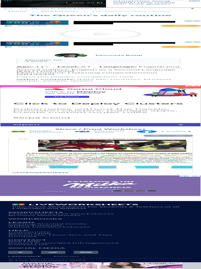 The Queen's Daily Routine Worksheet Live Worksheets | PDF | Computing