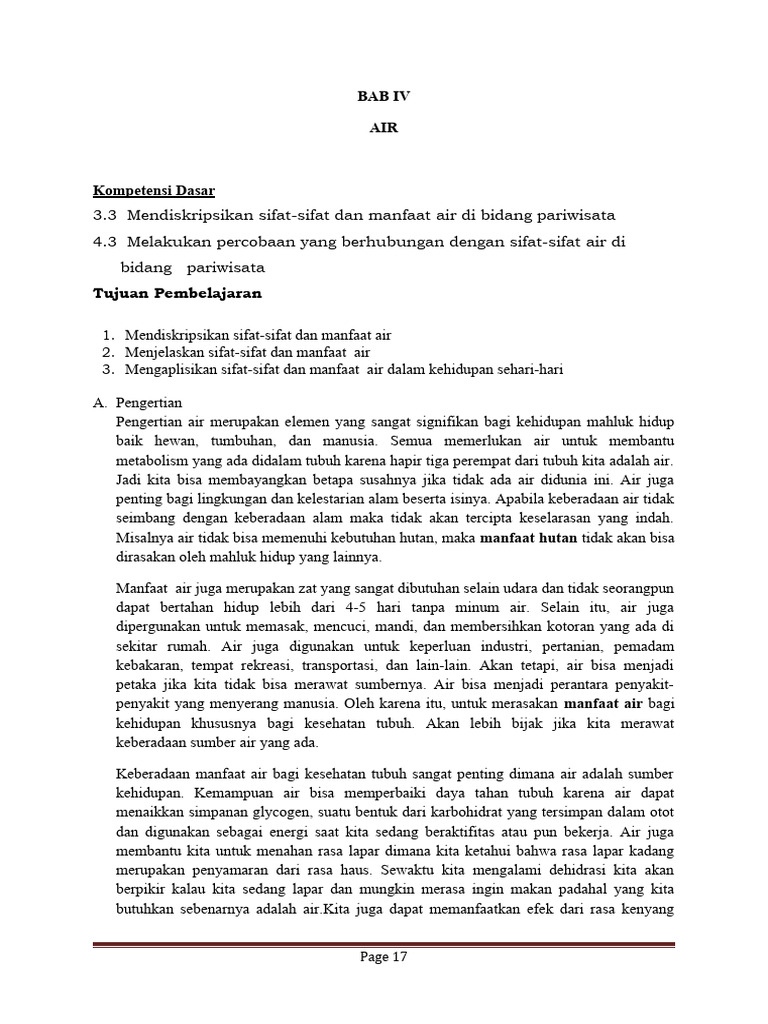 Manfaat dan Sifat Air dalam Kehidupan | PDF