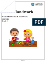 Grade 04 Art & Handwork Materials List