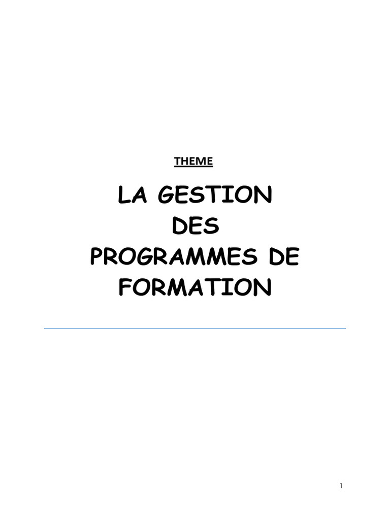 Gestion des Programmes de Formation | PDF | Apprentissage | Gestion des ...