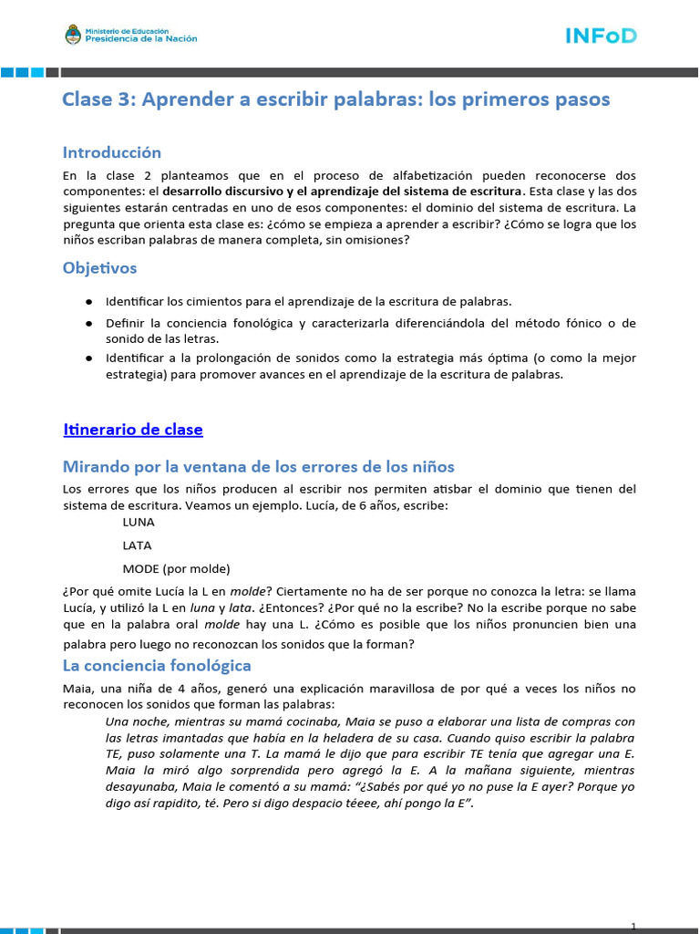 Clase 3-Aprender A Escribir Palabras | PDF | Escritura | Palabra