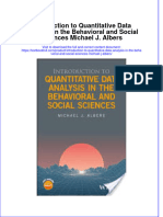 (Download PDF) Introduction To Quantitative Data Analysis in The Behavioral and Social Sciences Michael J Albers Online Ebook All Chapter PDF