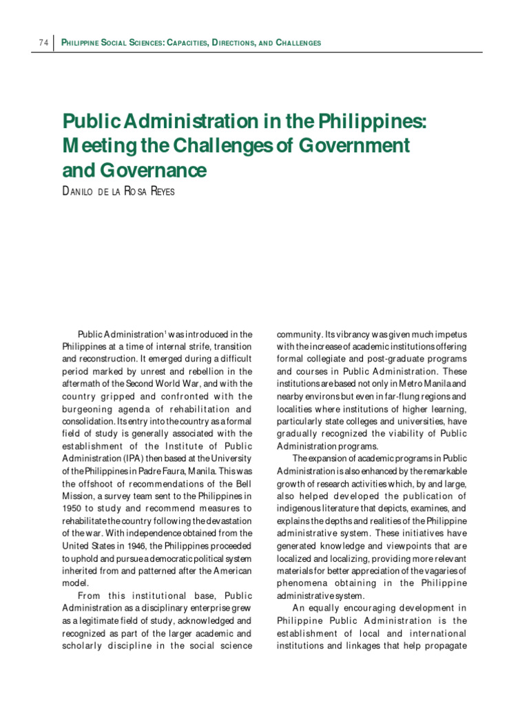 Challenges in Philippine Public Administration | PDF | Public ...