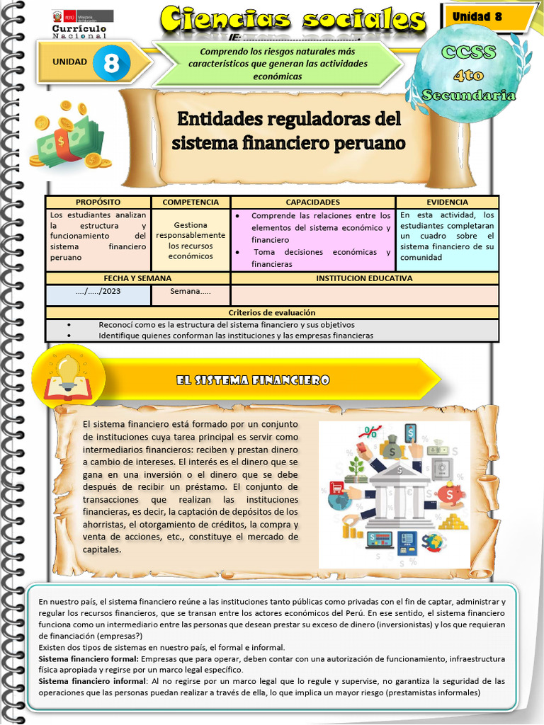 Ficha de Actividad CCSS 4to-Semana 5 | PDF | Sistema financiero | Bancos