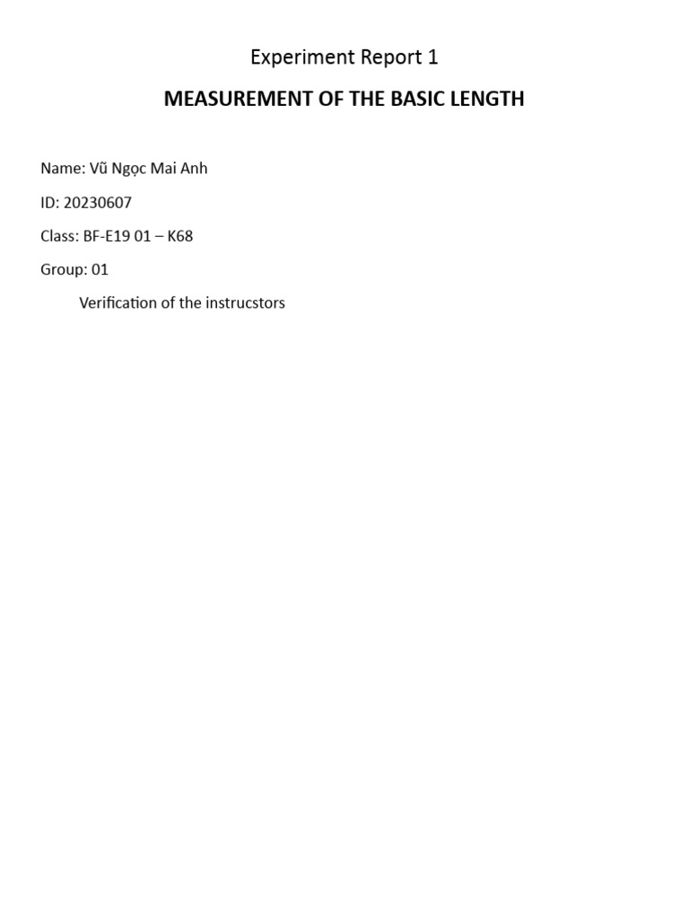 Basic Length Measurement Experiment Report | PDF | Metrology