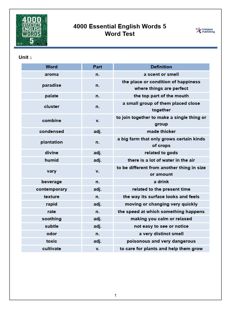 4000eew5 Word Test Eng Ak | PDF | Odor | Feeling