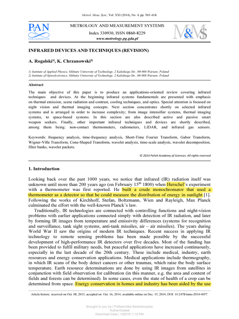 Infrared Devices and Techniques Rev | PDF | Infrared | Electromagnetic ...