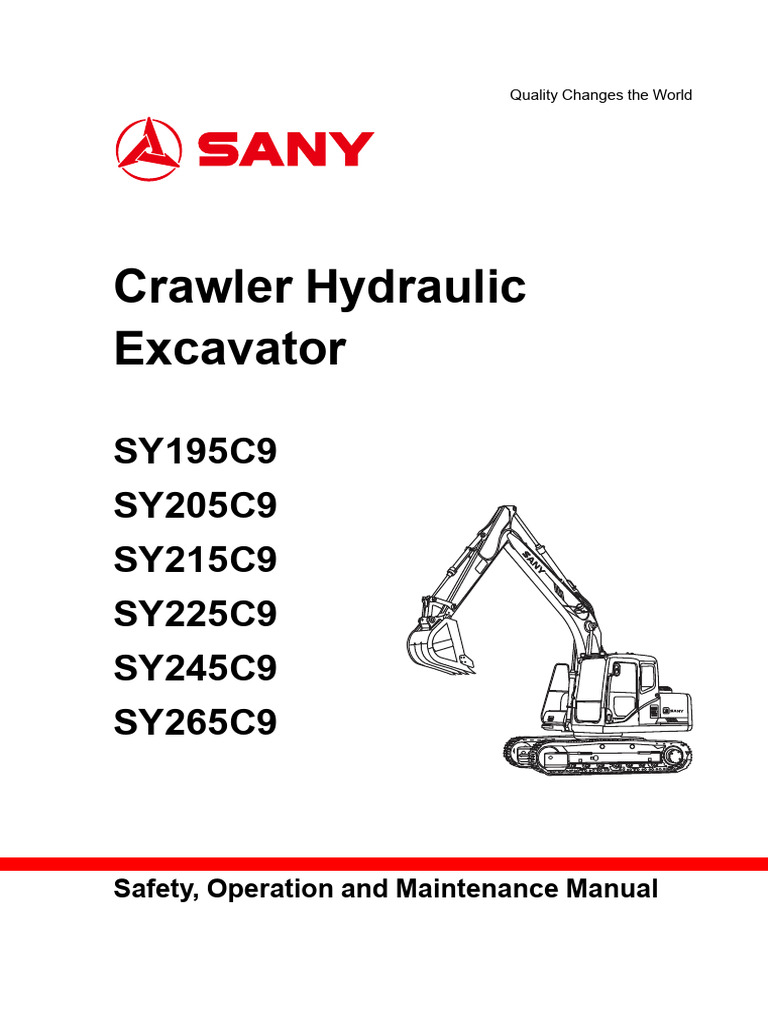 SY195-265C9 Excavator Operator Manual | PDF