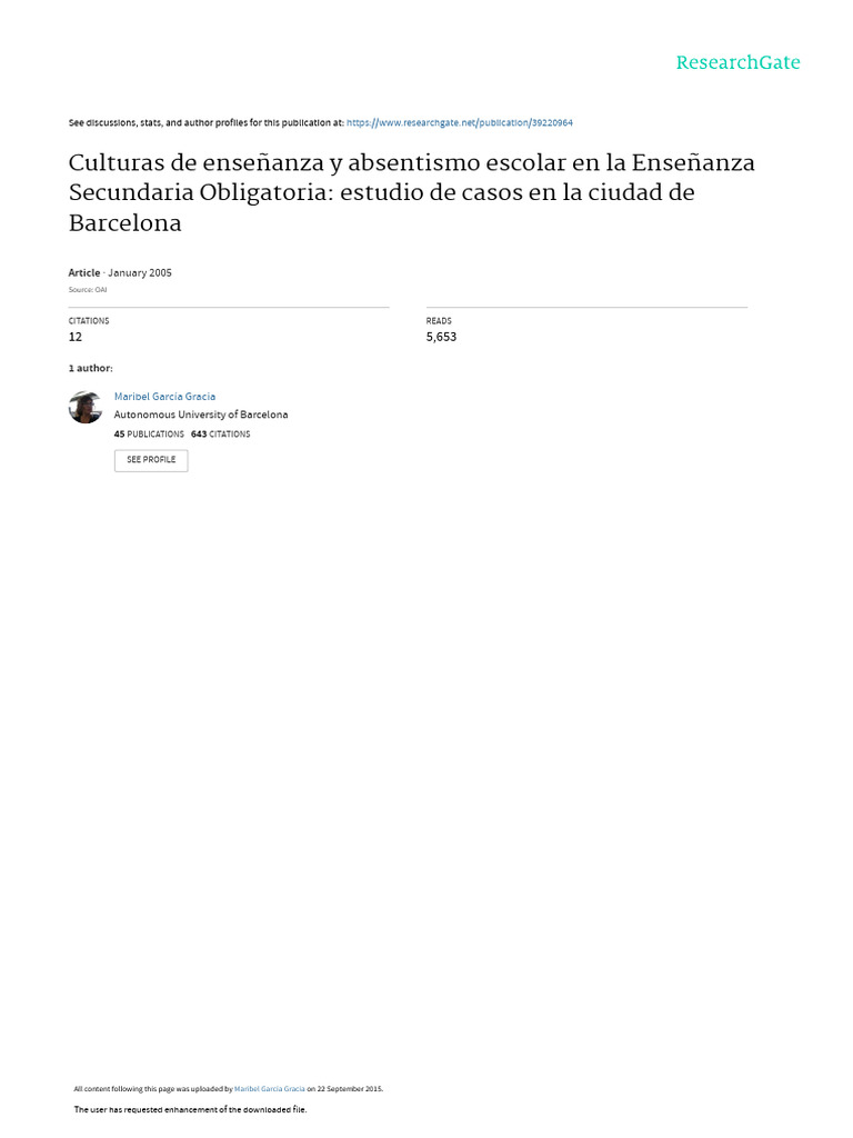 Culturas de Enseñanza y Absentismo Escolar en La Enseñanza Secundaria ...