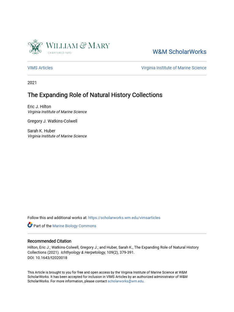 The Expanding Role of Natural History Collections | PDF | Taxonomy ...