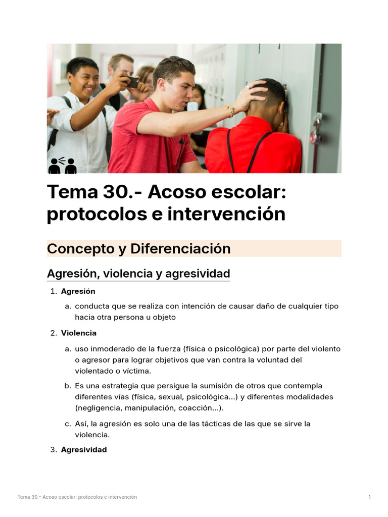 Protocolo de Intervención en Acoso Escolar | PDF | Acoso cibernético ...