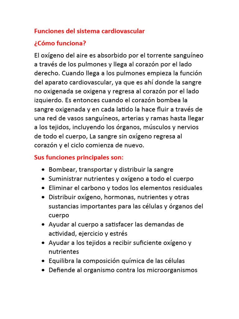 Funciones Del Sistema Cardiovascular | PDF