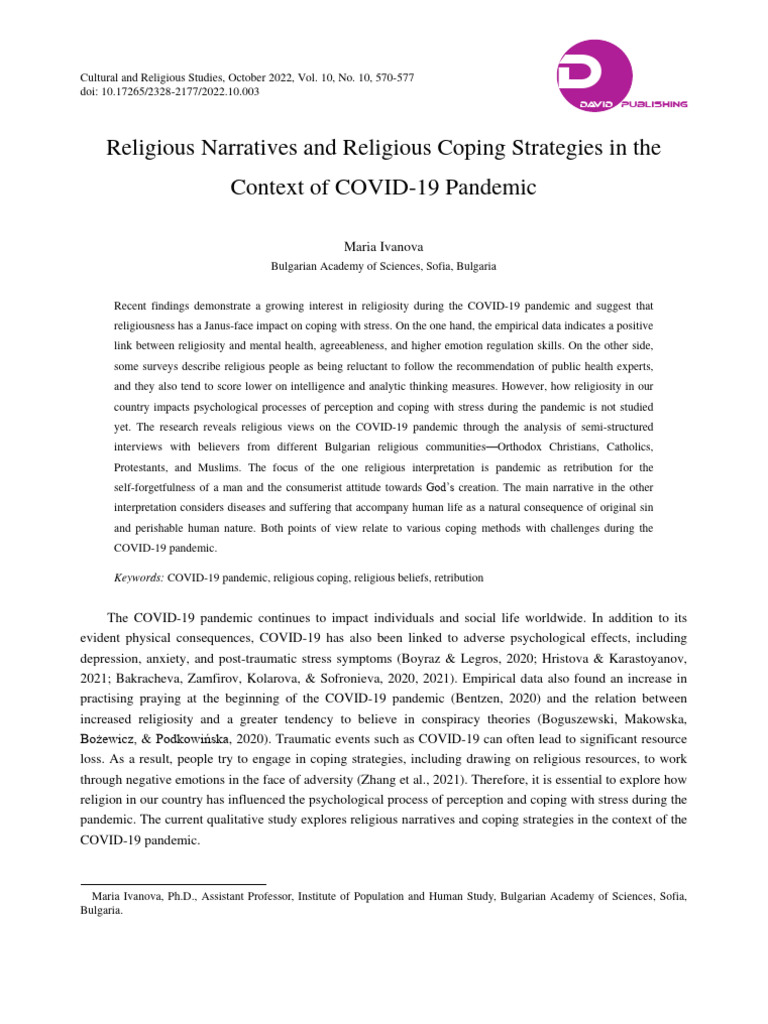 Religious Narratives and Religious Coping Strategies in The Context of ...
