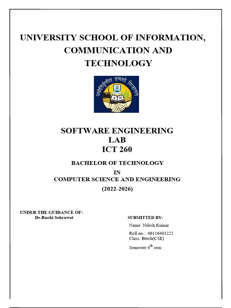 ICT 260 Software Engineering Lab Report | PDF