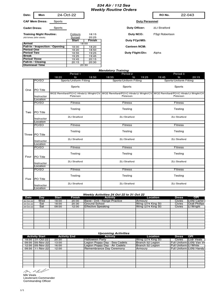 ROs 24oct22 | PDF | Military | Military Science