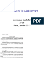 Bucheton Faire Advenir Le Sujet Ecrivant Afef 2013