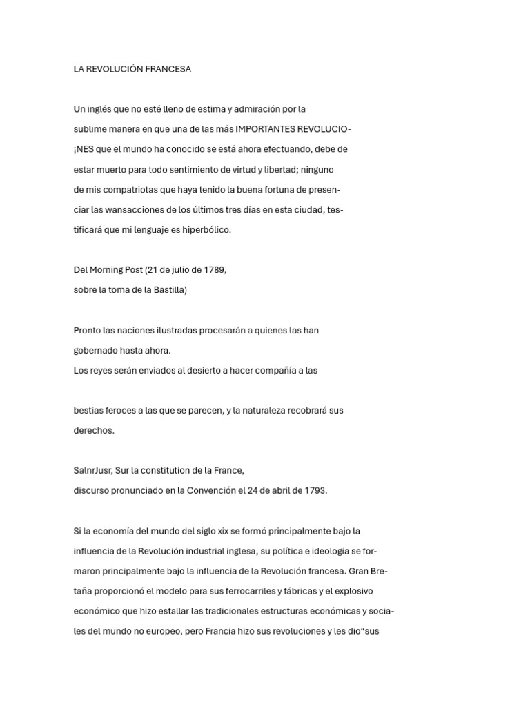 La Revolución Francesa | PDF | Nación | Nobleza
