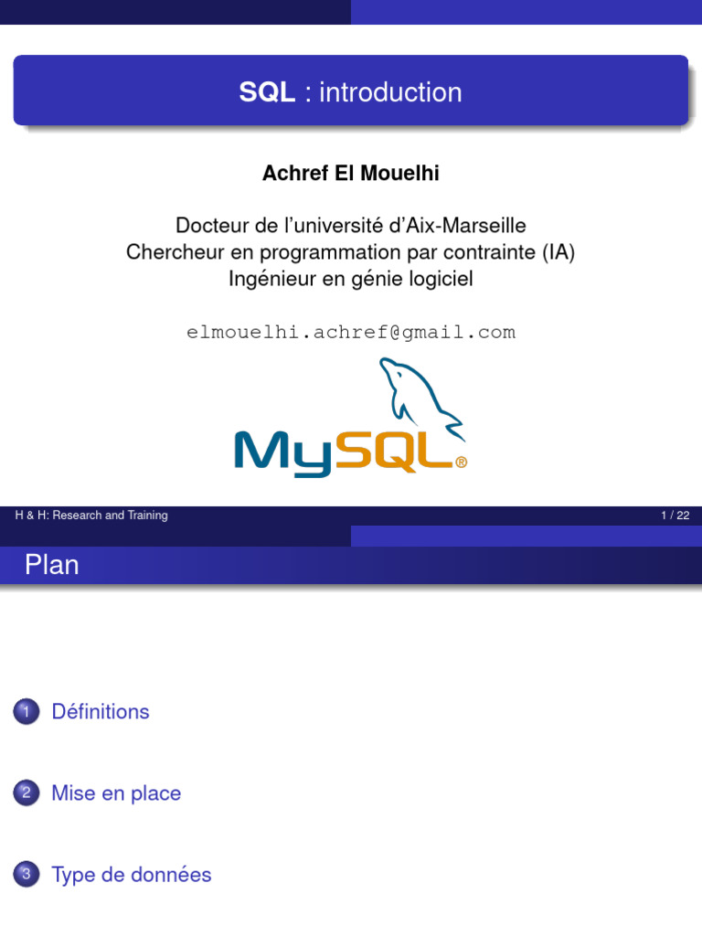 Introduction à SQL et MySQL | PDF | Base de données relationnelle | SQL