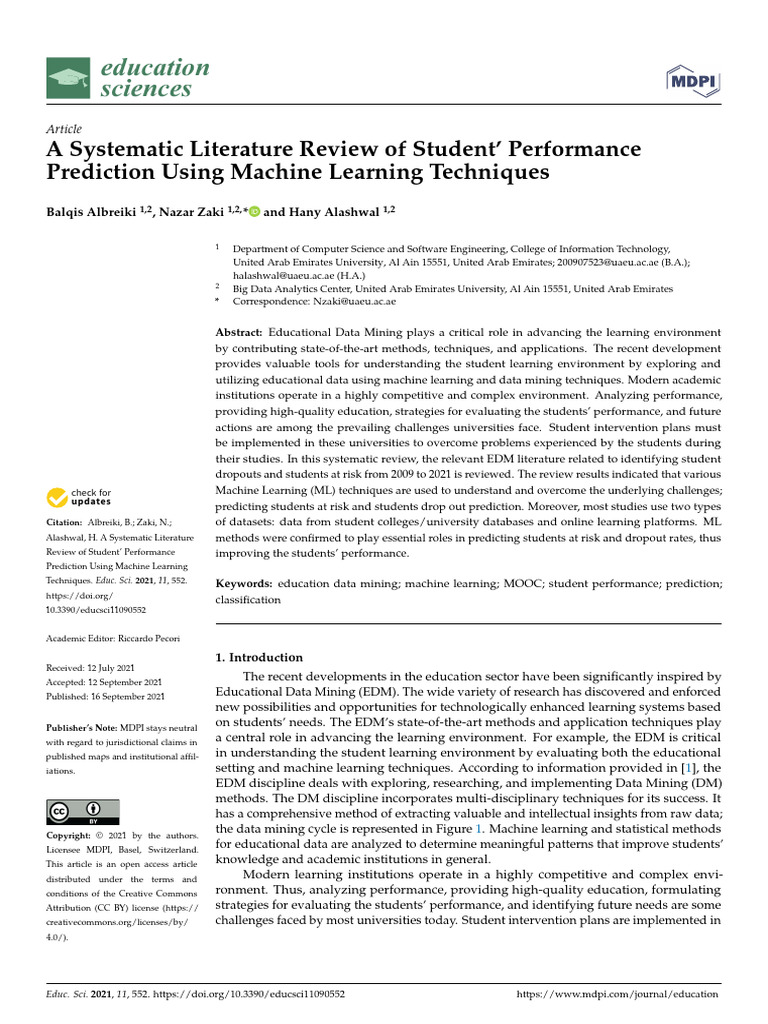 MACHINE LEARNING SYSTEMATIC LITERATURE REVIEW intelligence overview