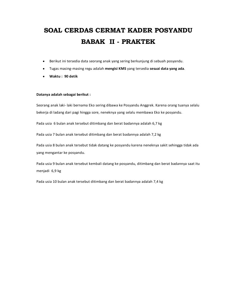 Contoh Soal Lomba Cerdas Cermat Kader Posyandu Contoh
