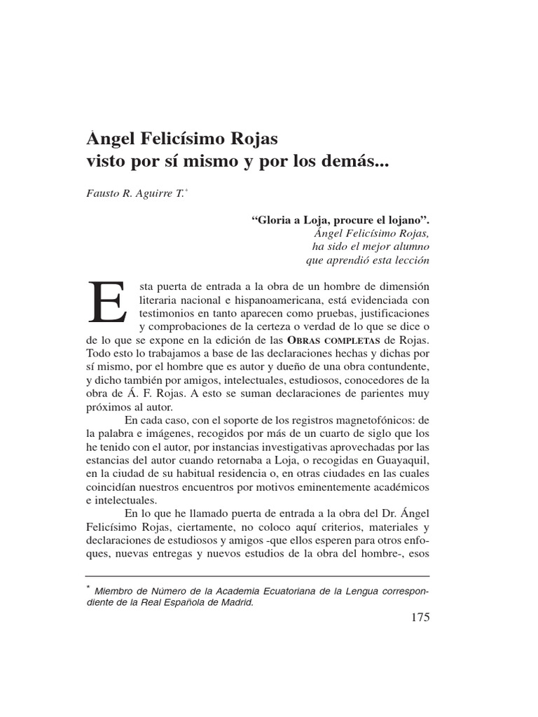 Vida y obra de Ángel Rojas en Loja | PDF | Verdad | Ecuador