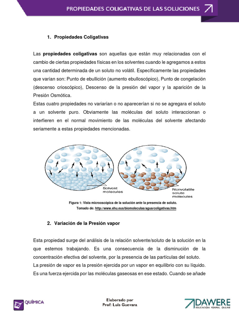 Propiedades Coligativas | PDF | Solvente | Concentración