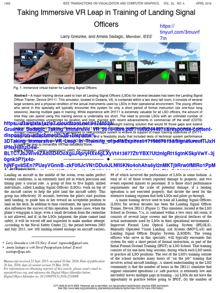 Immersive VR Training for LSOs | PDF | Simulation | Virtual Reality