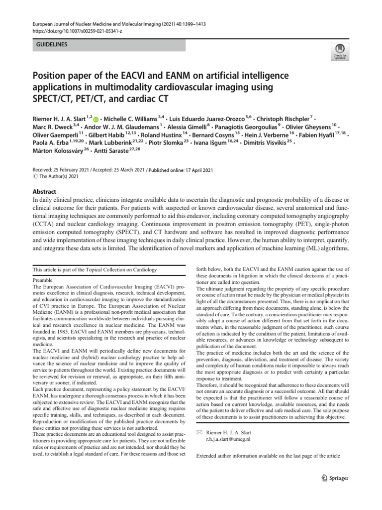 Position paper of the eacvi and eanm on artificial intelligence