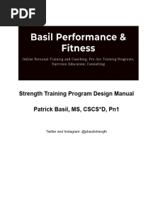 Strength Training Program Design Manual Pat Basil