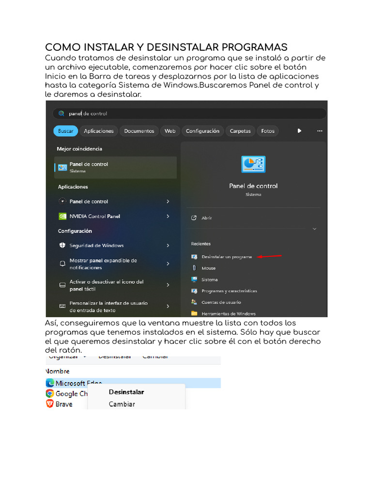 Guía para Instalar y Desinstalar Programas | PDF