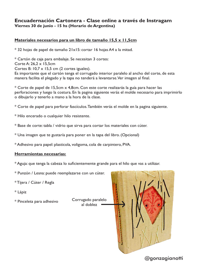 Encuadernación Cartonera: Clase Online | PDF | Papel | Materiales de ...