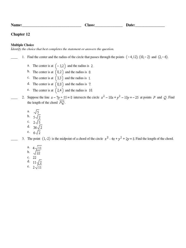 Ch 12 form a amc 10 practice pdf ellipse geometry