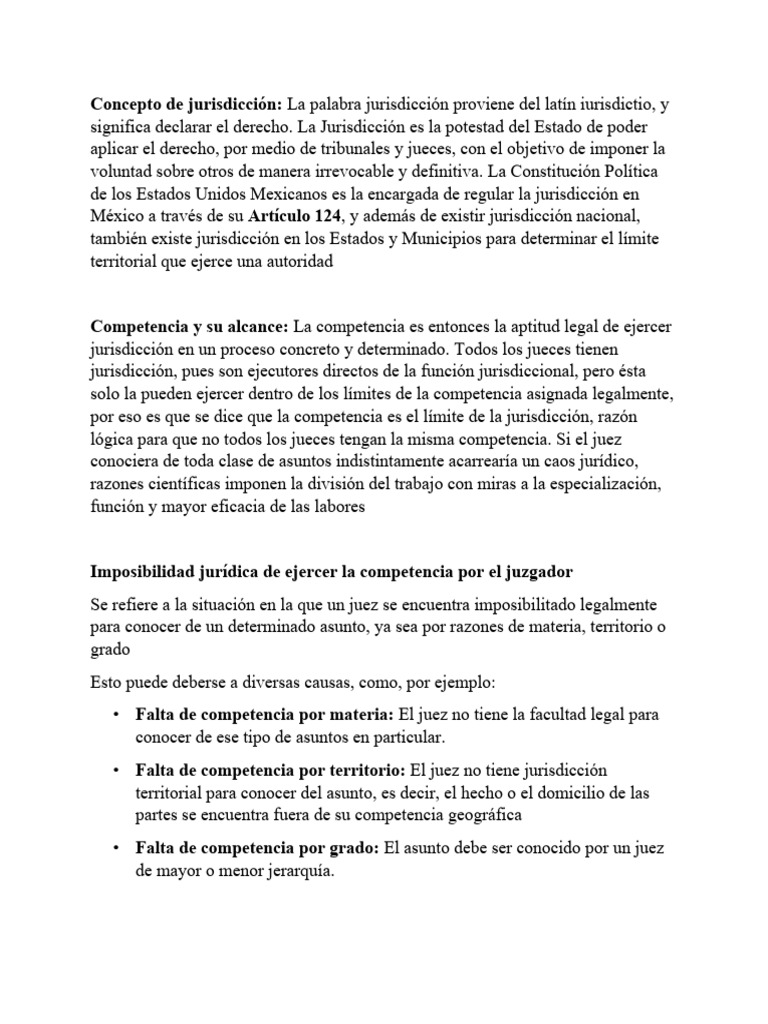 Jurisdicción y Competencia Legal en México | PDF | Jurisdicción | Juez