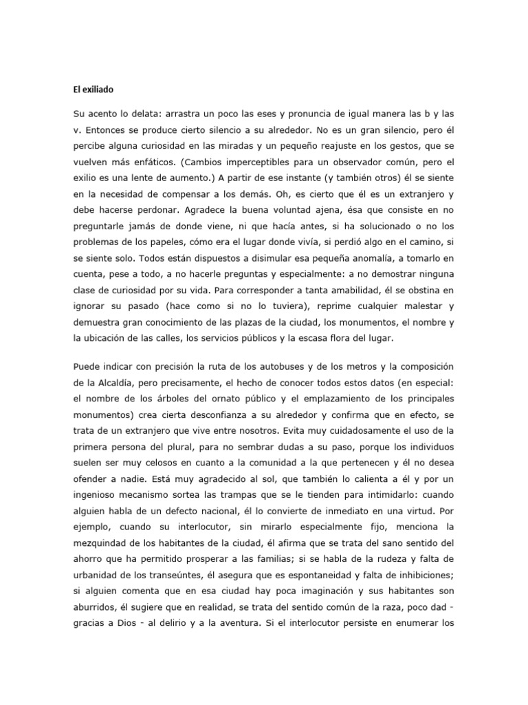El Exiliado: Vivencias de un Extranjero | PDF | filete | Carne
