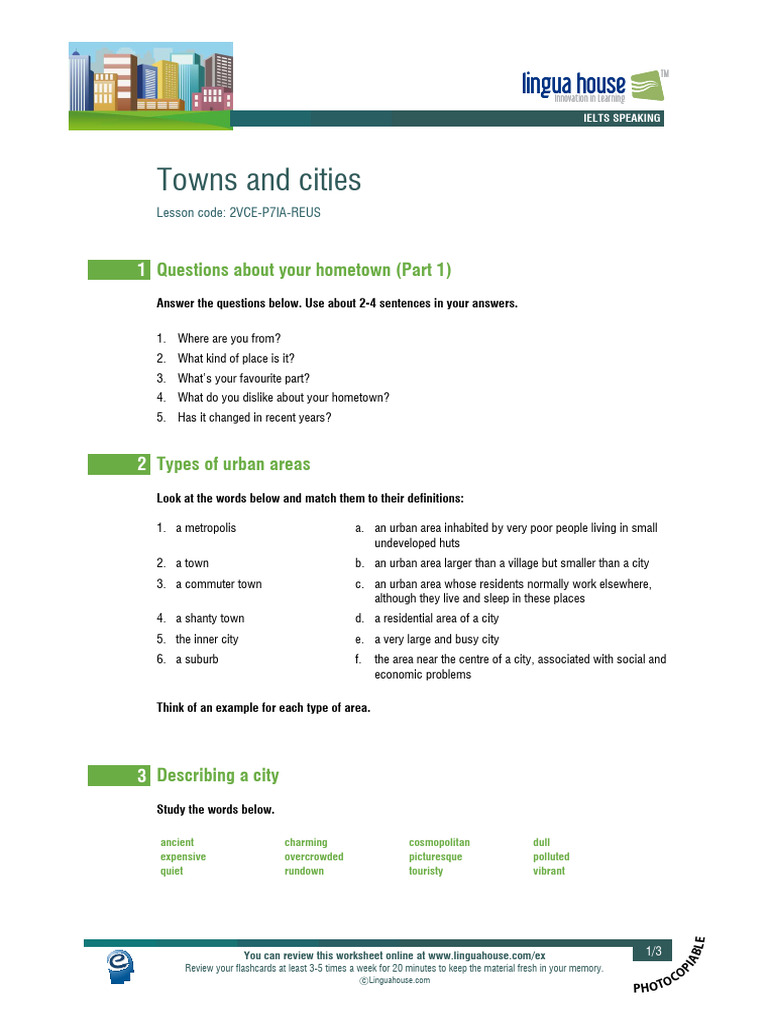 Towns and cities ielts speaking part 1 31 download free pdf