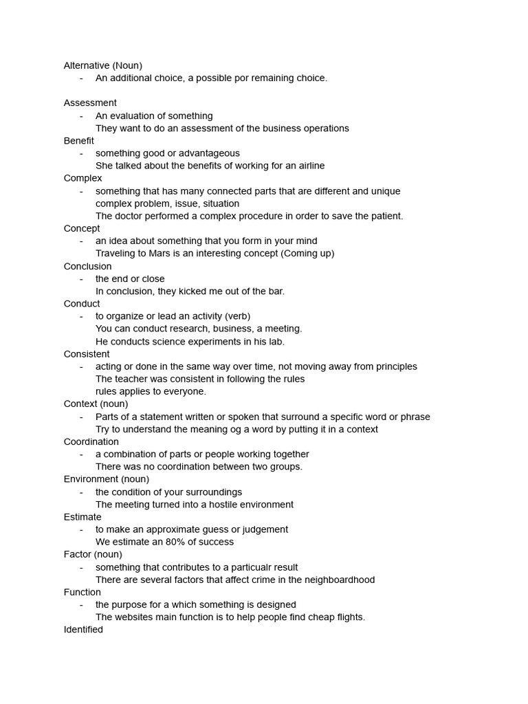 Academic Words You Should Know | PDF | Noun | Investing