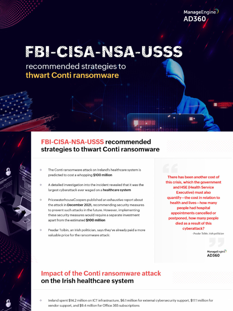 Thwart Conti Ransomware by Fbi Cisa Nsa Recommended Strategies | PDF