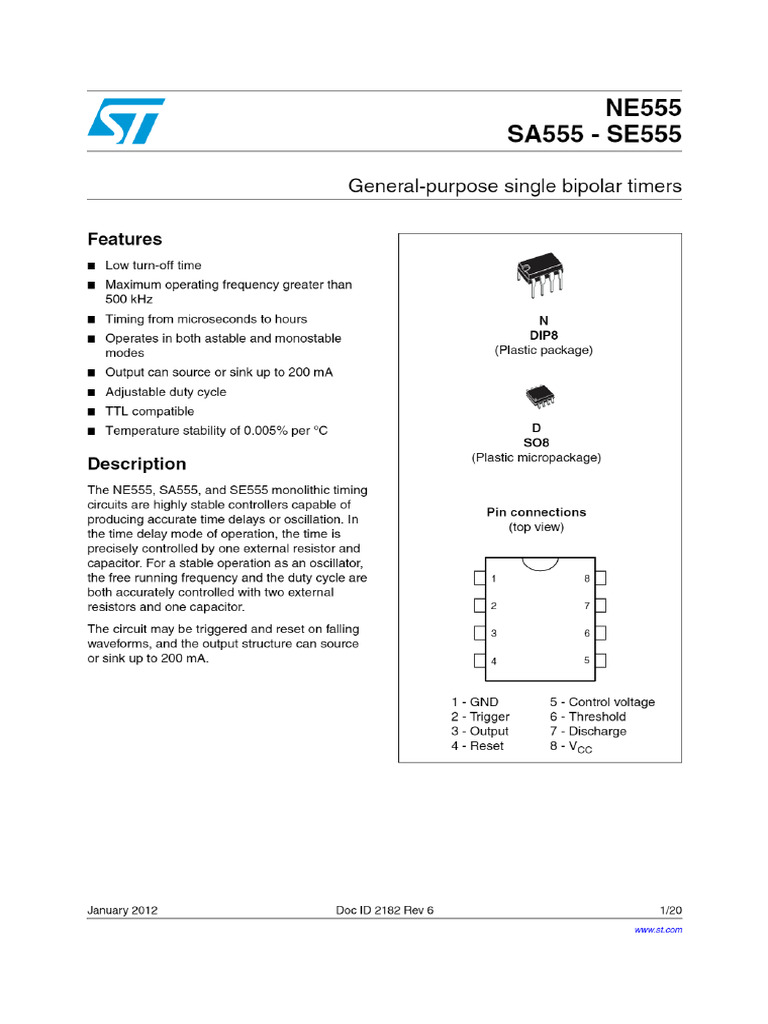 NE555 PDF, NE555 Description | PDF