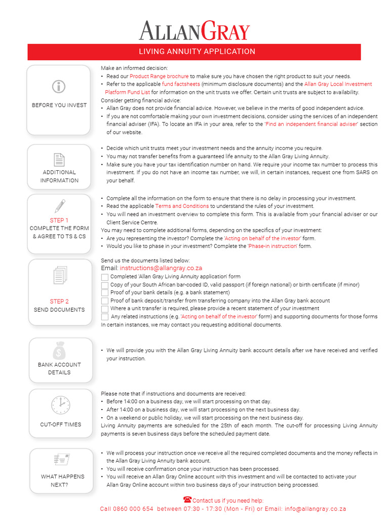Allan Gray Living Annuity Application Guide | PDF | Taxes | Financial ...