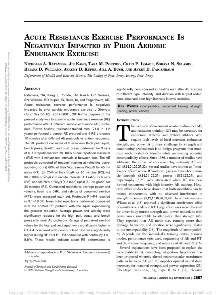 Acute Resistance Exercise Performance Is.1 | PDF | Strength Training ...