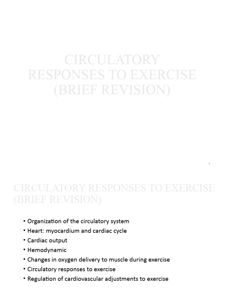 Circulatory Responses to Exercise Explained | PDF | Heart ...