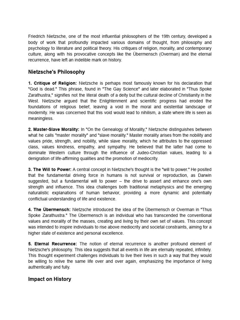 Friedrich Nietzsche Pdf Friedrich Nietzsche Existentialism