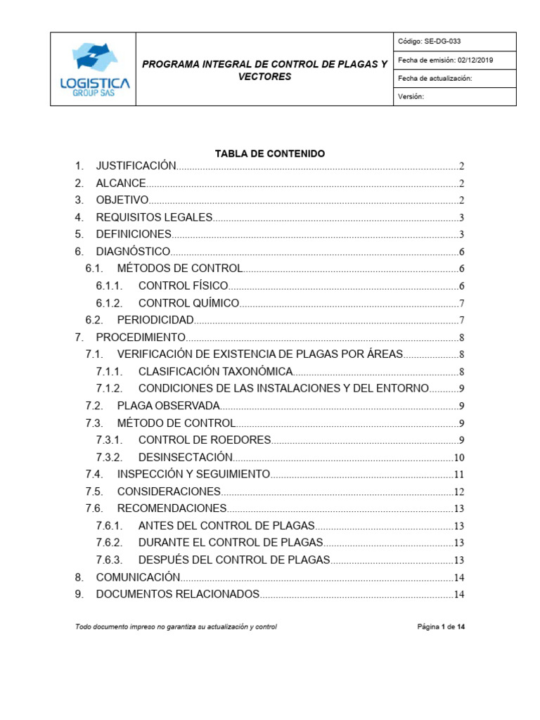 Programa de Control de Plagas y Vectores | PDF | Pesticida | Insectos