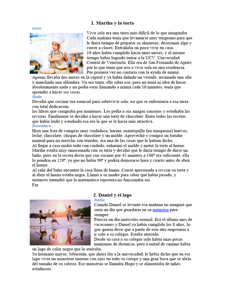 10 Cuentos Con Inicio, Nudo y Descenlace | PDF