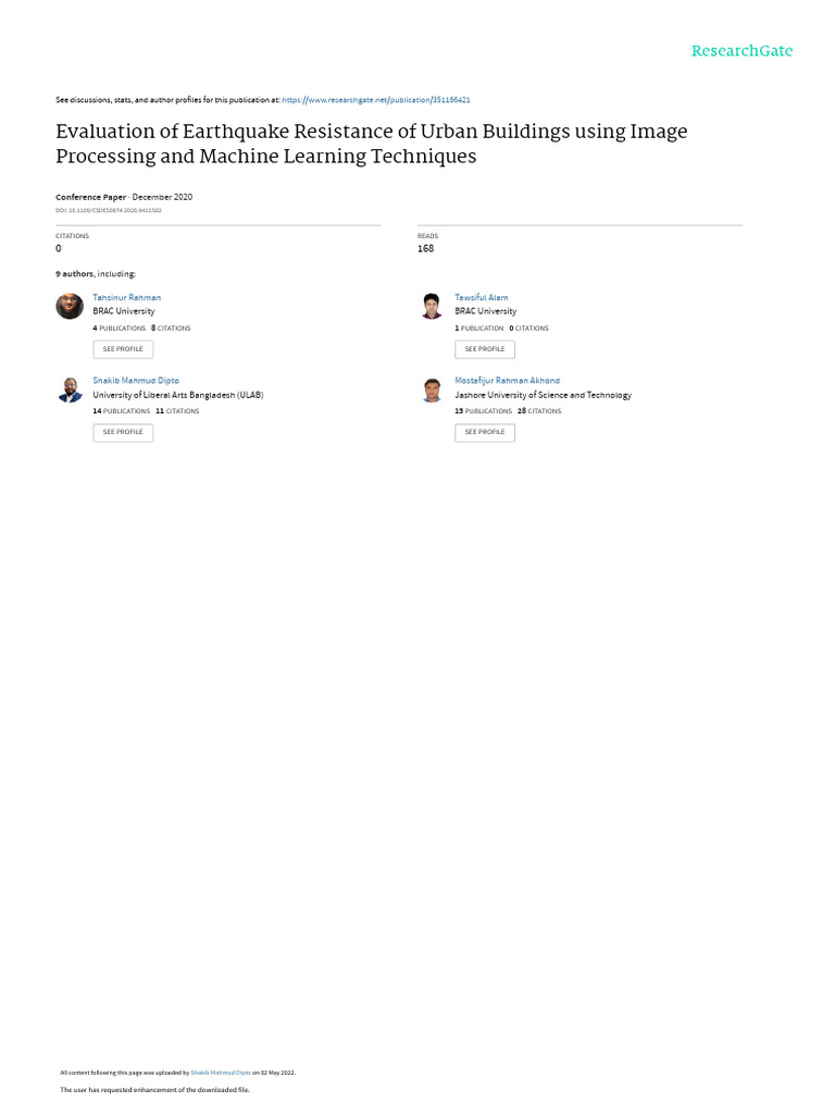 Earthquake Resistance in Urban Buildings | PDF | Deep Learning ...